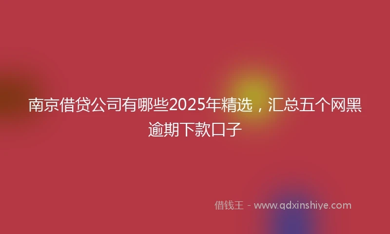 南京借贷公司有哪些2025年精选，汇总五个网黑逾期下款口子