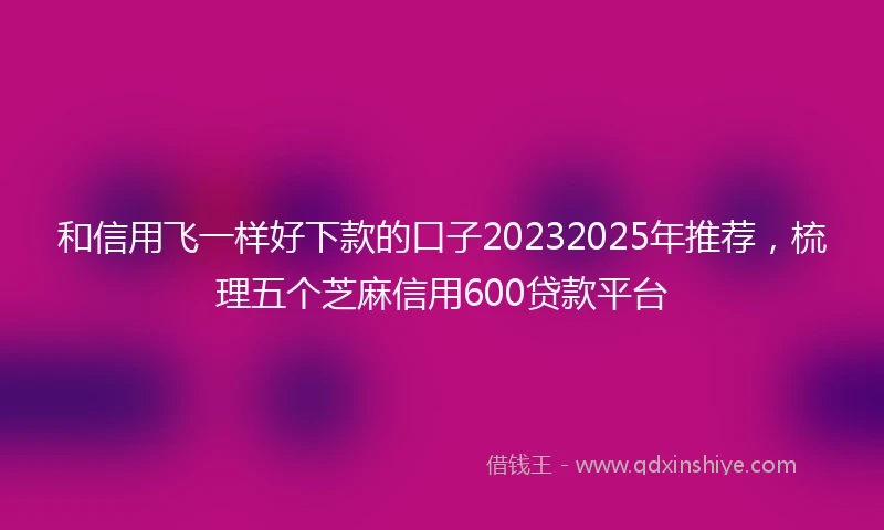 和信用飞一样好下款的口子20232025年推荐，梳理五个芝麻信用600贷款平台