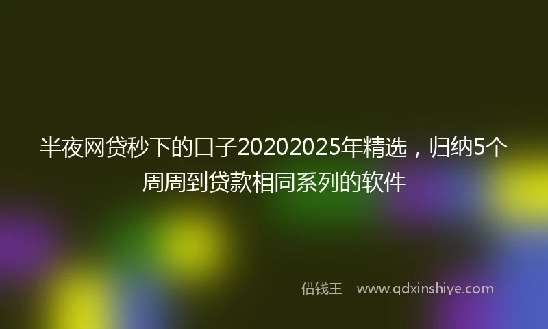 半夜网贷秒下的口子20202025年精选，归纳5个周周到贷款相同系列的软件
