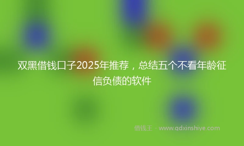 双黑借钱口子2025年推荐，总结五个不看年龄征信负债的软件