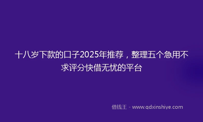 十八岁下款的口子2025年推荐，整理五个急用不求评分快借无忧的平台