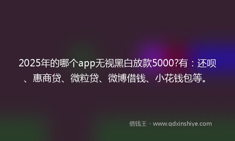 2025年的哪个app无视黑白放款5000?有：还呗、惠商贷、微粒贷、微博借钱、小花钱包等。