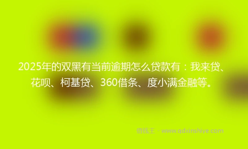 2025年的双黑有当前逾期怎么贷款有：我来贷、花呗、柯基贷、360借条、度小满金融等。
