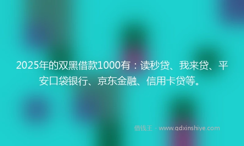 2025年的双黑借款1000有：读秒贷、我来贷、平安口袋银行、京东金融、信用卡贷等。