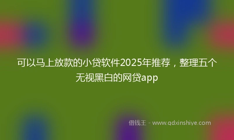 可以马上放款的小贷软件2025年推荐，整理五个无视黑白的网贷app