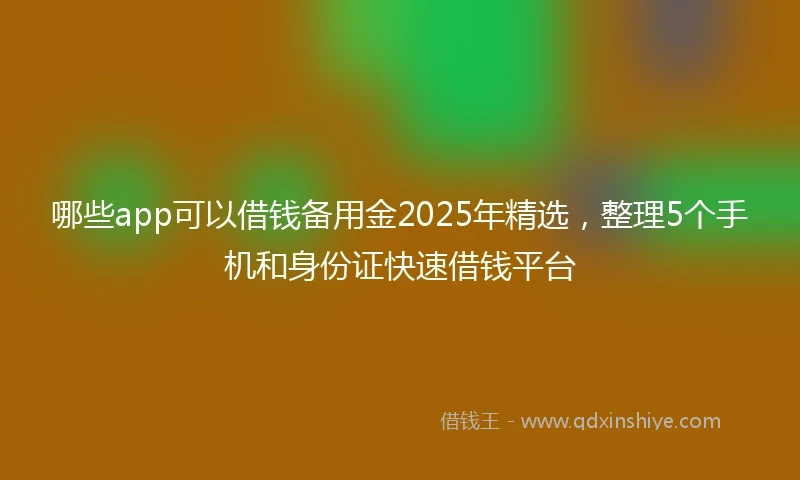 哪些app可以借钱备用金2025年精选，整理5个手机和身份证快速借钱平台