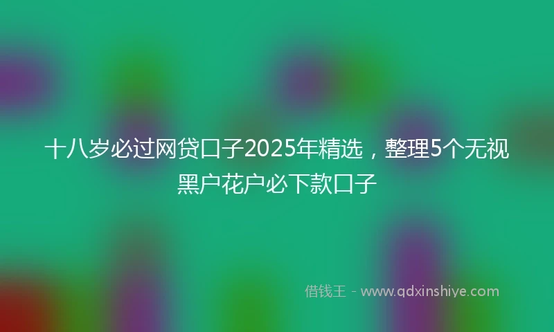 十八岁必过网贷口子2025年精选，整理5个无视黑户花户必下款口子