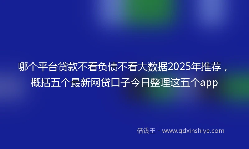 哪个平台贷款不看负债不看大数据2025年推荐，概括五个最新网贷口子今日整理这五个app