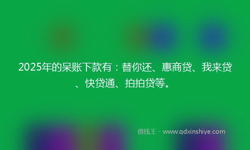 2025年的呆账下款有：替你还、惠商贷、我来贷、快贷通、拍拍贷等。