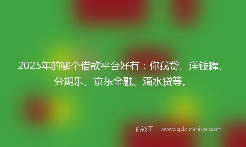 2025年的哪个借款平台好有：你我贷、洋钱罐、分期乐、京东金融、滴水贷等。