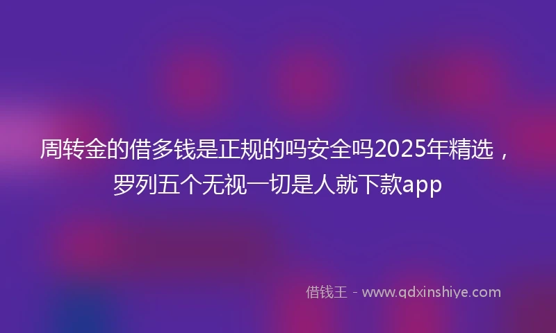 周转金的借多钱是正规的吗安全吗2025年精选，罗列五个无视一切是人就下款app