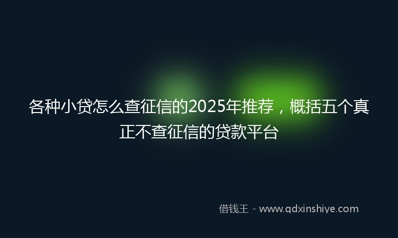 各种小贷怎么查征信的2025年推荐，概括五个真正不查征信的贷款平台