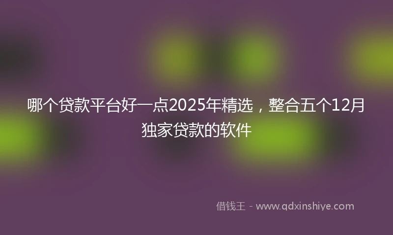 哪个贷款平台好一点2025年精选，整合五个12月独家贷款的软件