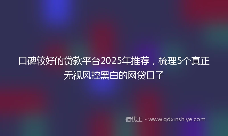 口碑较好的贷款平台2025年推荐，梳理5个真正无视风控黑白的网贷口子