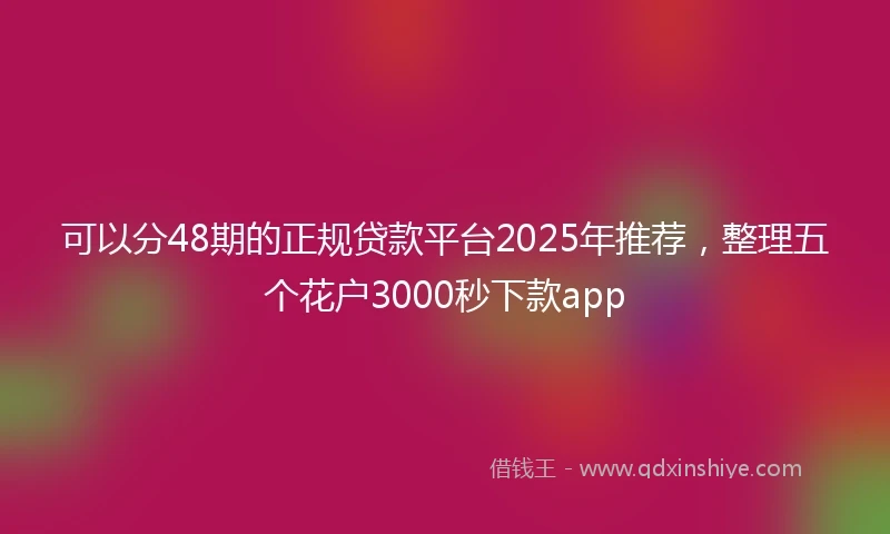 可以分48期的正规贷款平台2025年推荐，整理五个花户3000秒下款app