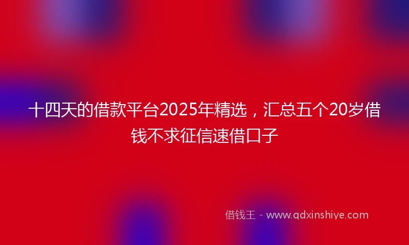 十四天的借款平台2025年精选，汇总五个20岁借钱不求征信速借口子