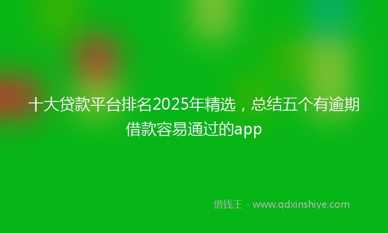 十大贷款平台排名2025年精选，总结五个有逾期借款容易通过的app