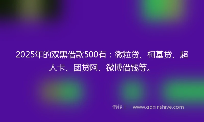 2025年的双黑借款500有：微粒贷、柯基贷、超人卡、团贷网、微博借钱等。