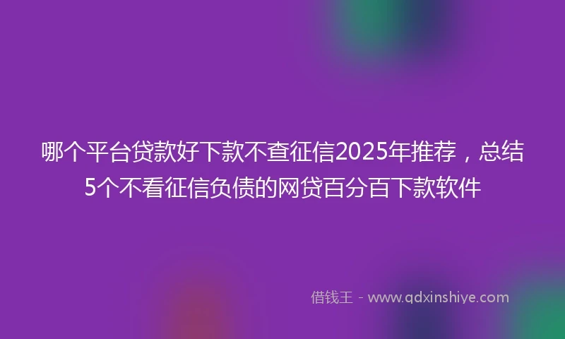 哪个平台贷款好下款不查征信2025年推荐，总结5个不看征信负债的网贷百分百下款软件