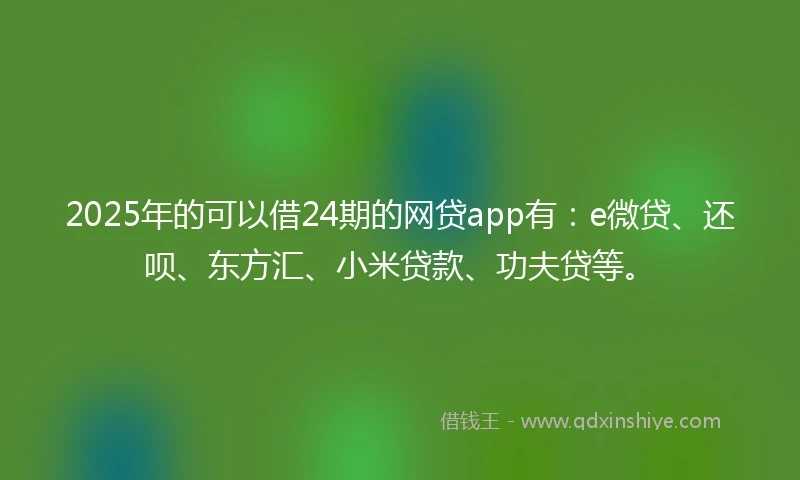 2025年的可以借24期的网贷app有：e微贷、还呗、东方汇、小米贷款、功夫贷等。