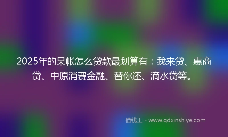 2025年的呆帐怎么贷款最划算有：我来贷、惠商贷、中原消费金融、替你还、滴水贷等。