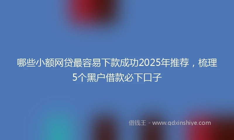哪些小额网贷最容易下款成功2025年推荐，梳理5个黑户借款必下口子