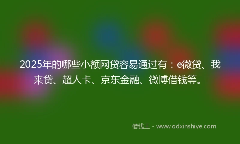 2025年的哪些小额网贷容易通过有：e微贷、我来贷、超人卡、京东金融、微博借钱等。