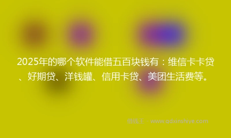 2025年的哪个软件能借五百块钱有：维信卡卡贷、好期贷、洋钱罐、信用卡贷、美团生活费等。