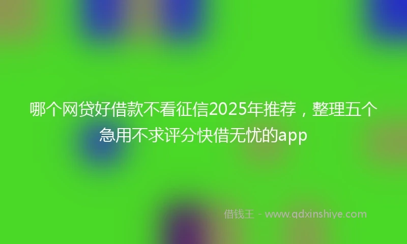 哪个网贷好借款不看征信2025年推荐，整理五个急用不求评分快借无忧的app