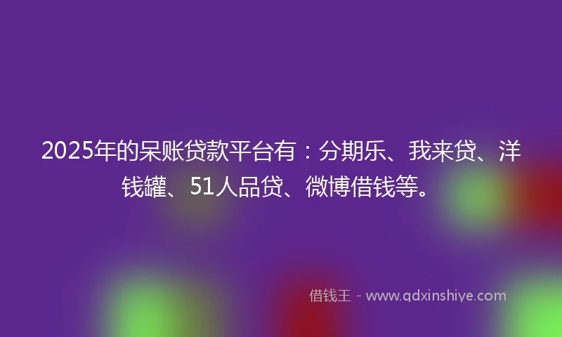 2025年的呆账贷款平台有：分期乐、我来贷、洋钱罐、51人品贷、微博借钱等。