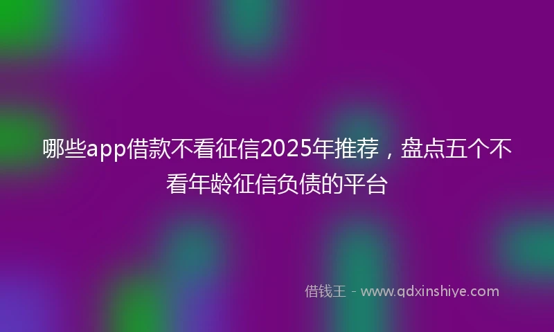 哪些app借款不看征信2025年推荐，盘点五个不看年龄征信负债的平台