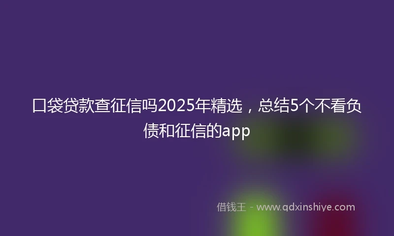 口袋贷款查征信吗2025年精选，总结5个不看负债和征信的app