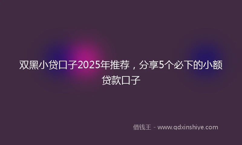 双黑小贷口子2025年推荐，分享5个必下的小额贷款口子