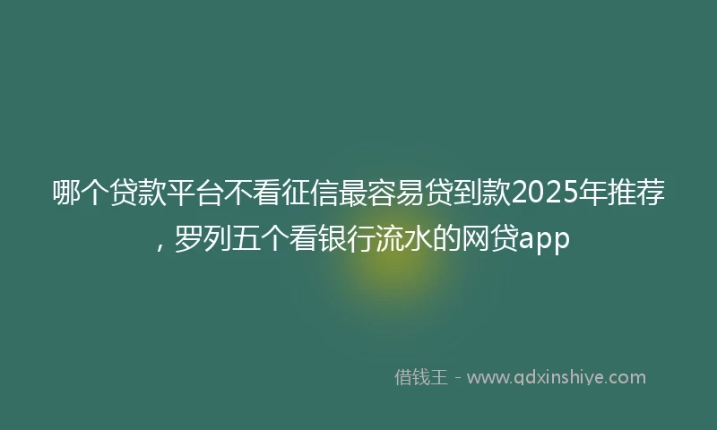哪个贷款平台不看征信最容易贷到款2025年推荐，罗列五个看银行流水的网贷app