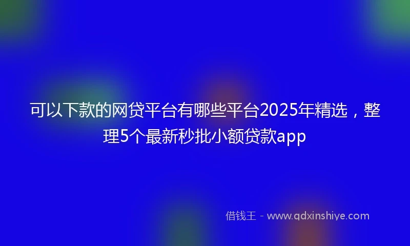 可以下款的网贷平台有哪些平台2025年精选，整理5个最新秒批小额贷款app