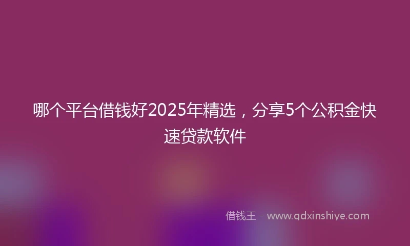 哪个平台借钱好2025年精选,分享5个公积金快速贷款软件