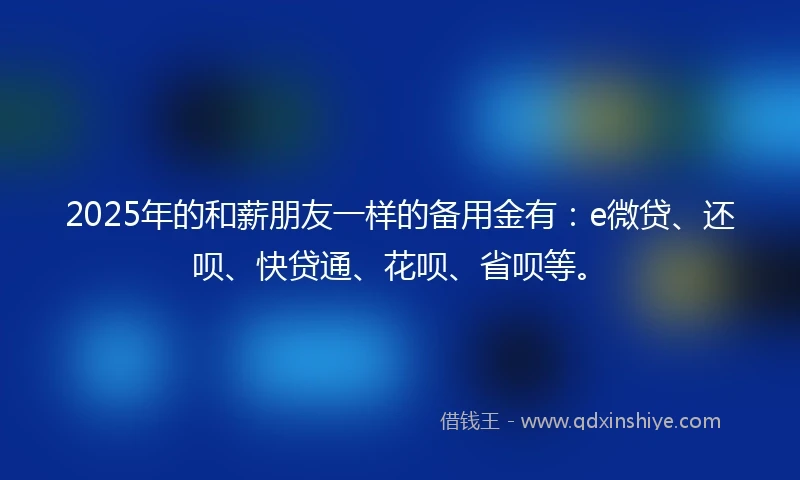 2025年的和薪朋友一样的备用金有：e微贷、还呗、快贷通、花呗、省呗等。
