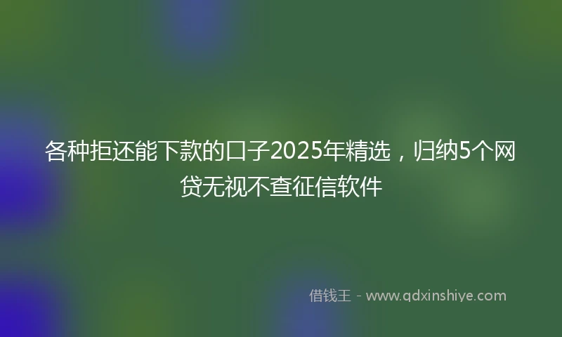 各种拒还能下款的口子2025年精选,归纳5个网贷无视不查征信软件
