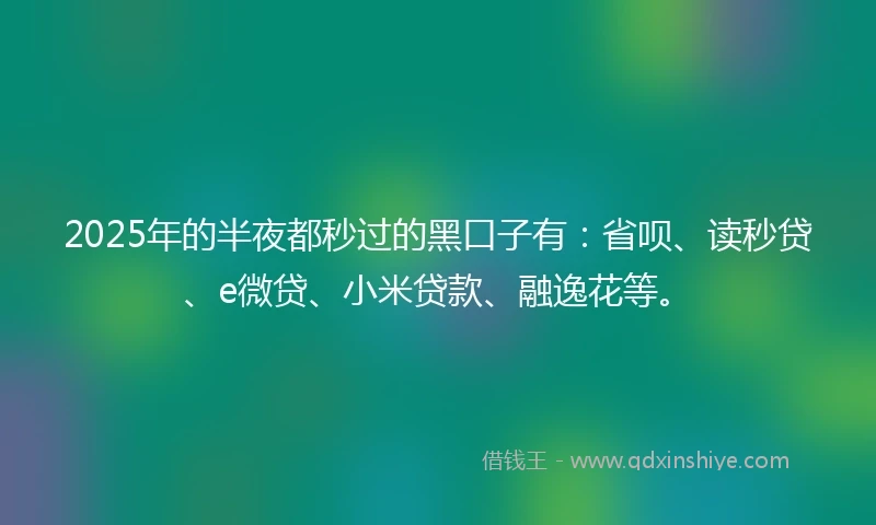 2025年的半夜都秒过的黑口子有：省呗、读秒贷、e微贷、小米贷款、融逸花等。