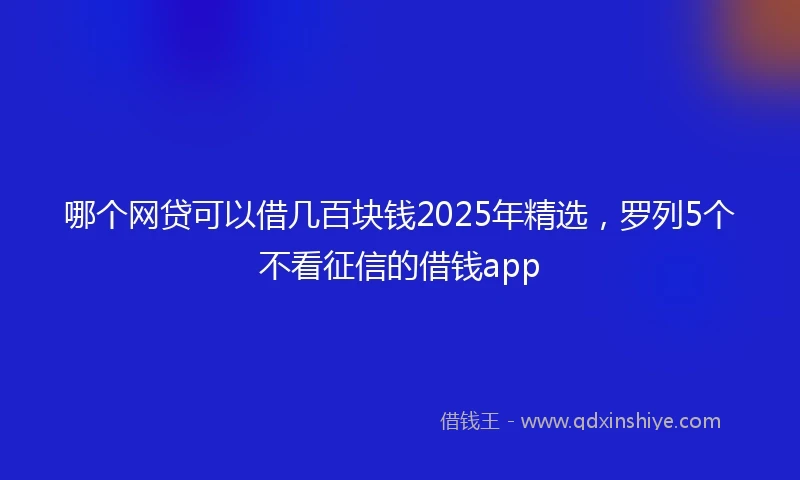 哪个网贷可以借几百块钱2025年精选，罗列5个不看征信的借钱app