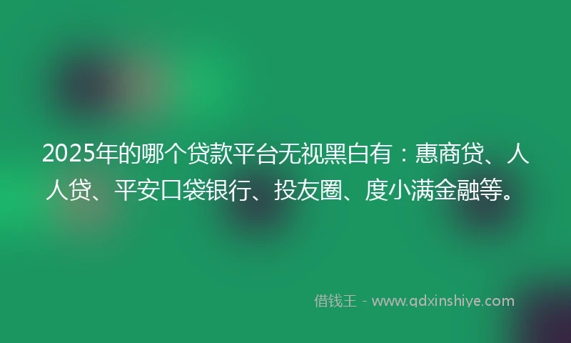 2025年的哪个贷款平台无视黑白有：惠商贷、人人贷、平安口袋银行、投友圈、度小满金融等。