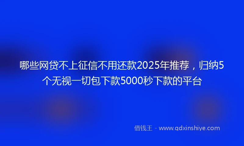 哪些网贷不上征信不用还款2025年推荐，归纳5个无视一切包下款5000秒下款的平台