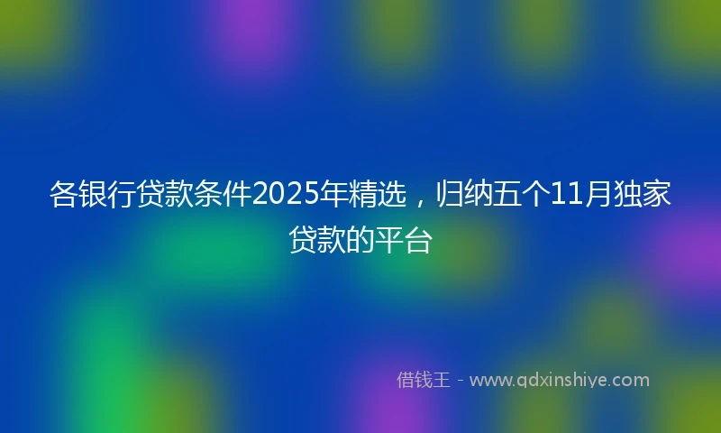 各银行贷款条件2025年精选，归纳五个11月独家贷款的平台