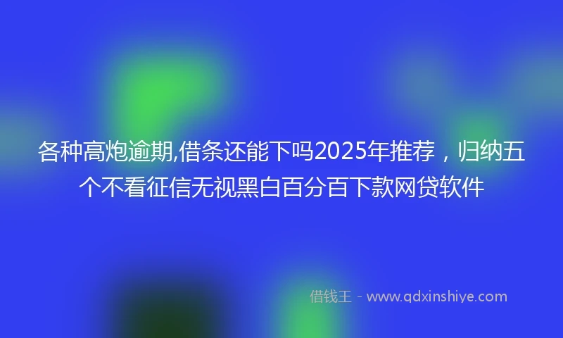 各种高炮逾期,借条还能下吗2025年推荐，归纳五个不看征信无视黑白百分百下款网贷软件