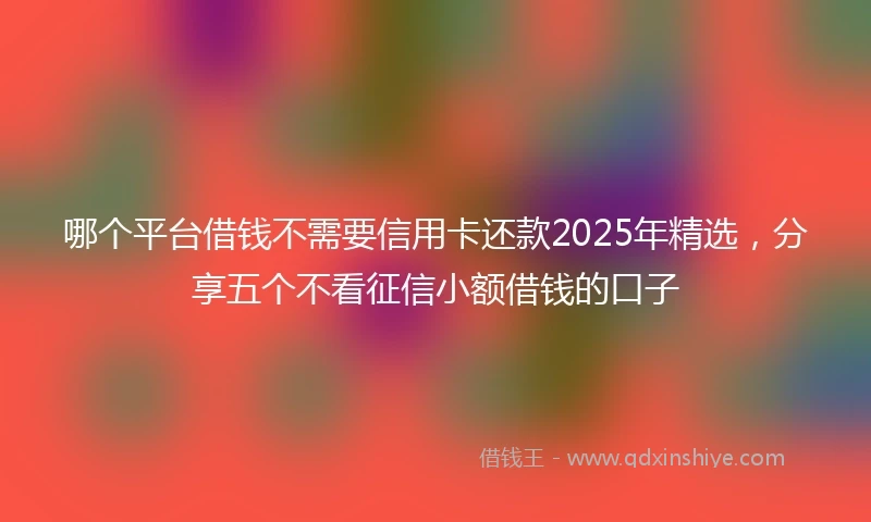 哪个平台借钱不需要信用卡还款2025年精选，分享五个不看征信小额借钱的口子