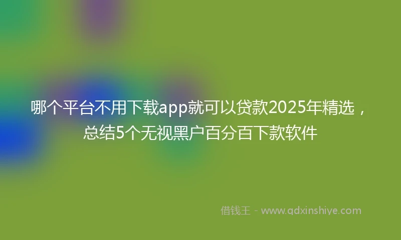 哪个平台不用下载app就可以贷款2025年精选，总结5个无视黑户百分百下款软件