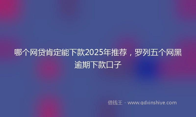 哪个网贷肯定能下款2025年推荐，罗列五个网黑逾期下款口子