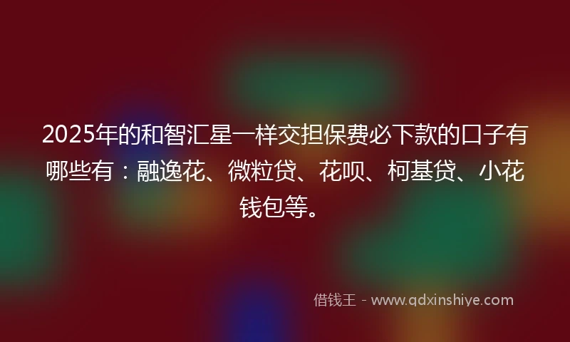 2025年的和智汇星一样交担保费必下款的口子有哪些有：融逸花、微粒贷、花呗、柯基贷、小花钱包等。