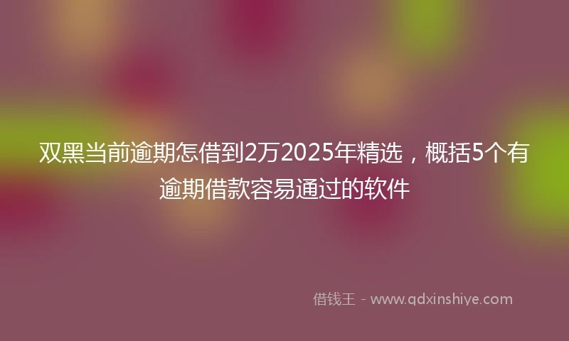 双黑当前逾期怎借到2万2025年精选，概括5个有逾期借款容易通过的软件