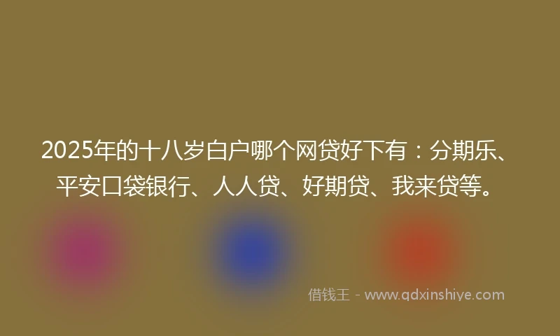 2025年的十八岁白户哪个网贷好下有：分期乐、平安口袋银行、人人贷、好期贷、我来贷等。